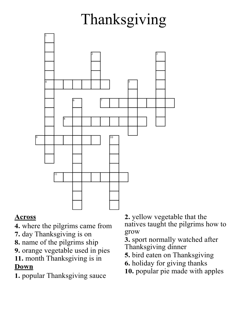 Thanksgiving Crossword