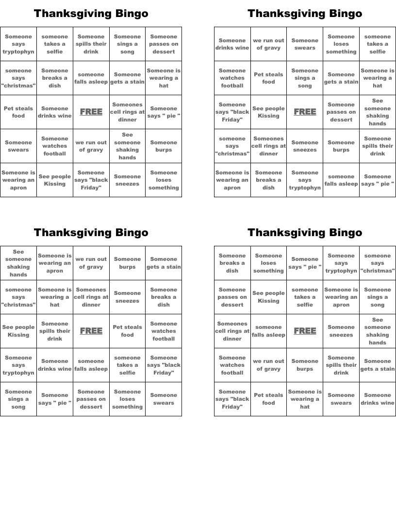 Thanksgiving Bingo