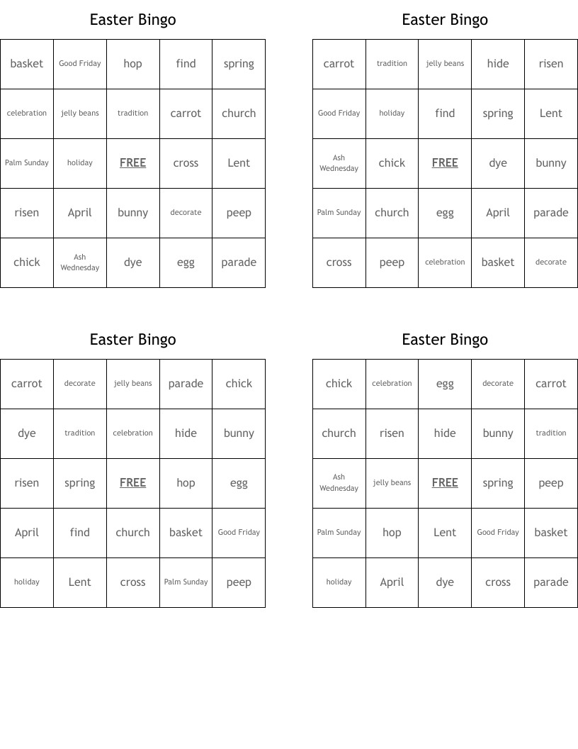 Easter Bingo