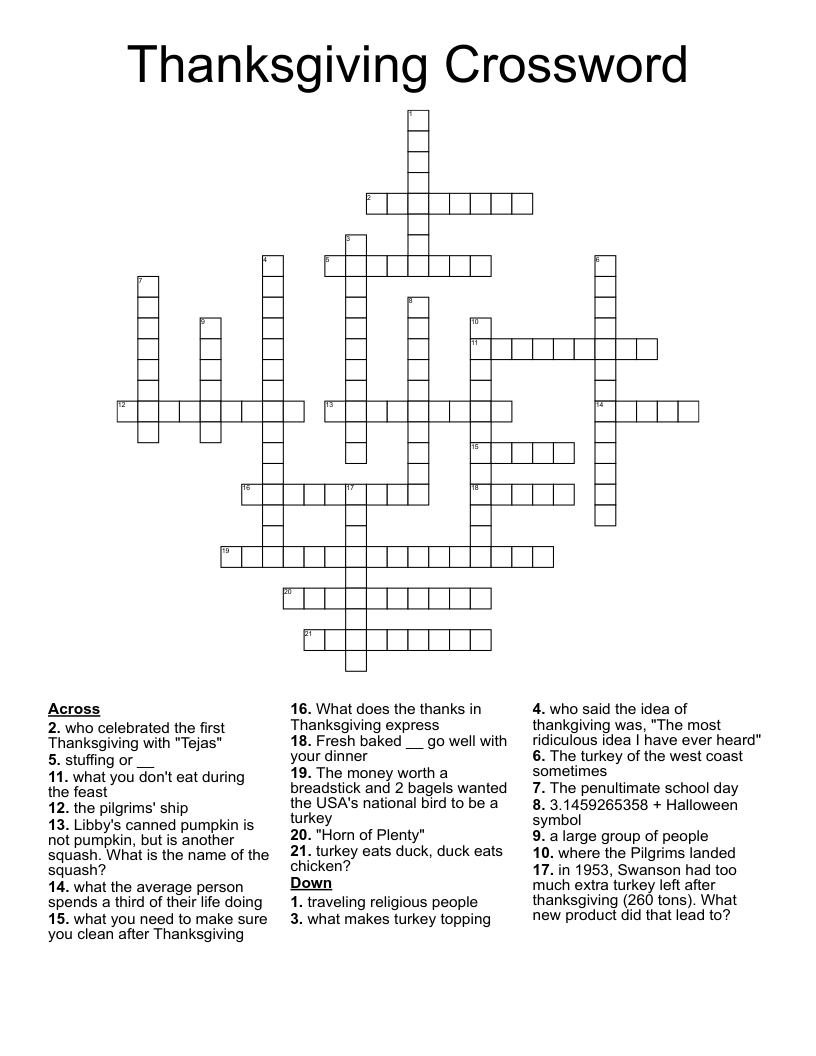 Thanksgiving Crossword