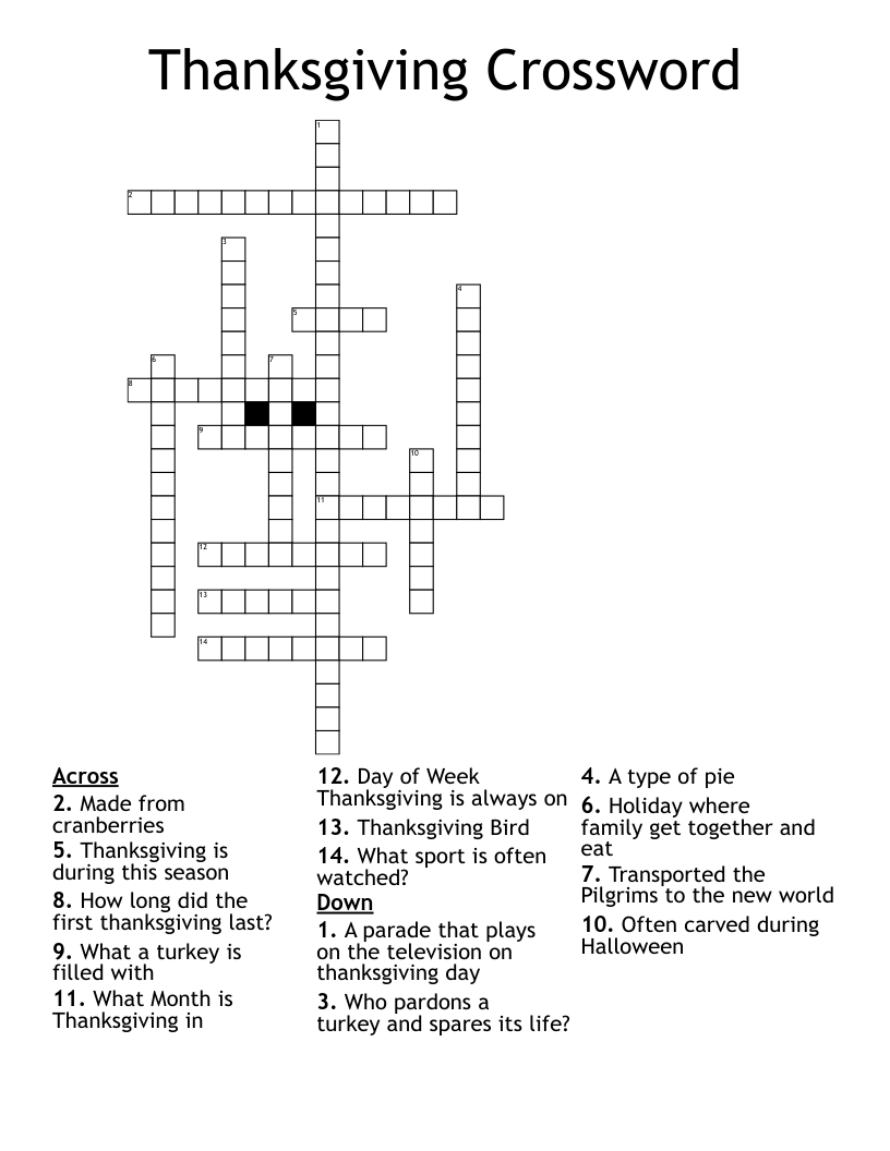 Thanksgiving Crossword