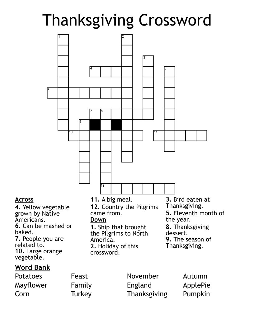 Thanksgiving Crossword