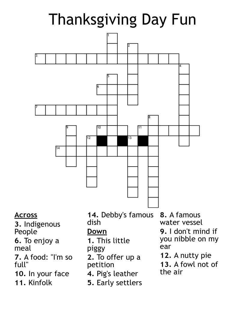 Thanksgiving Day Fun Crossword