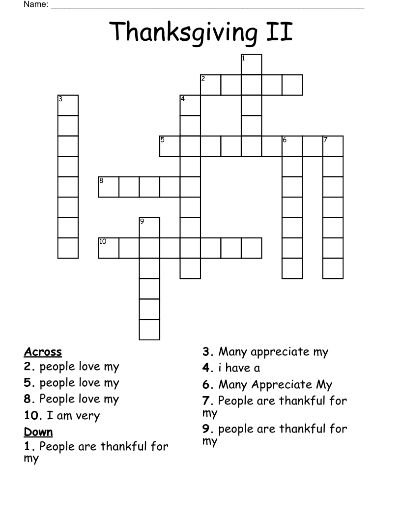 Thanksgiving II Crossword