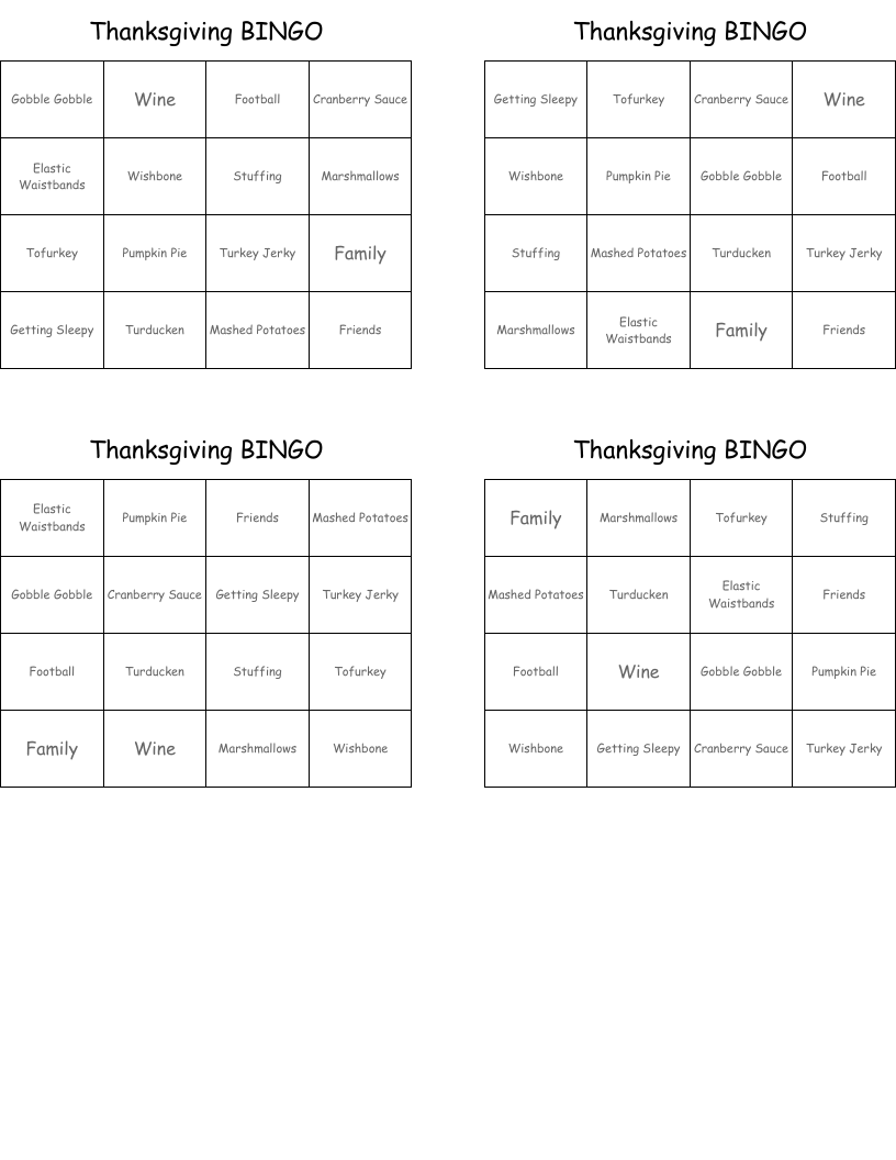 Thanksgiving  BINGO