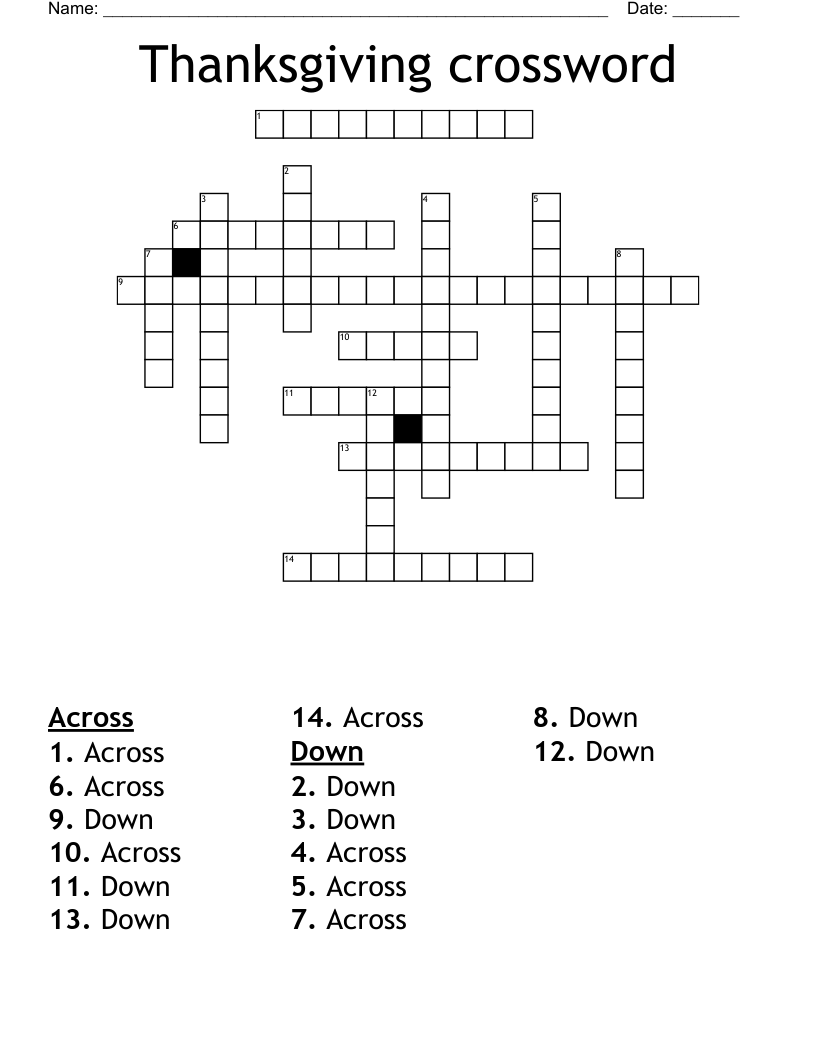 Thanksgiving crossword