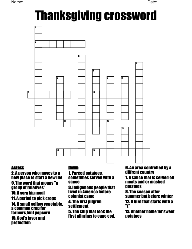 Thanksgiving crossword