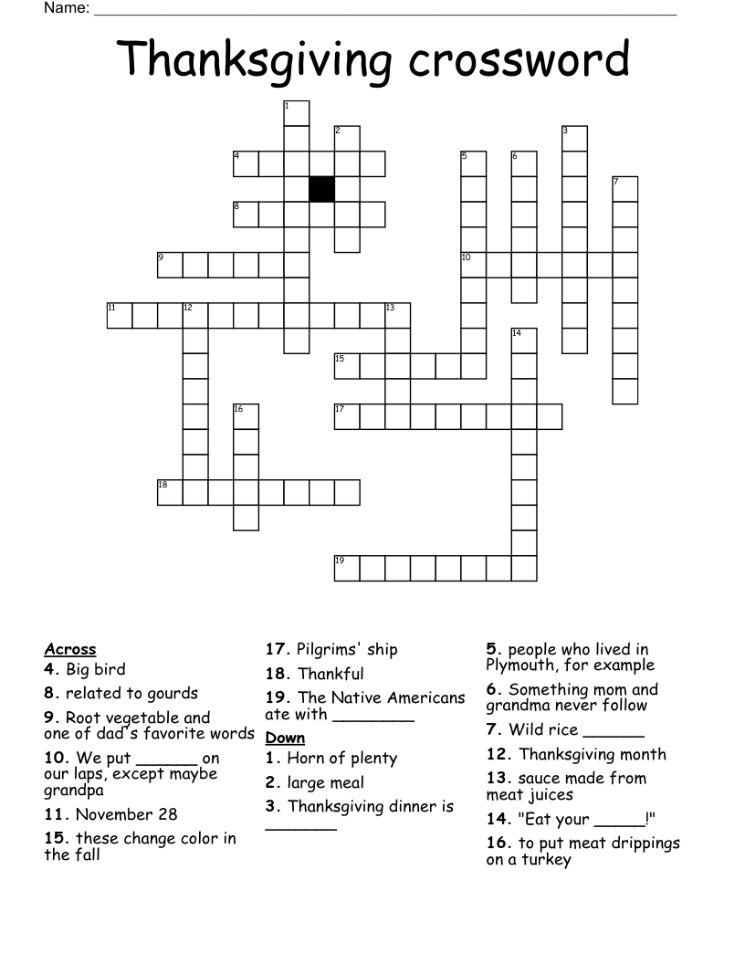 Thanksgiving crossword 