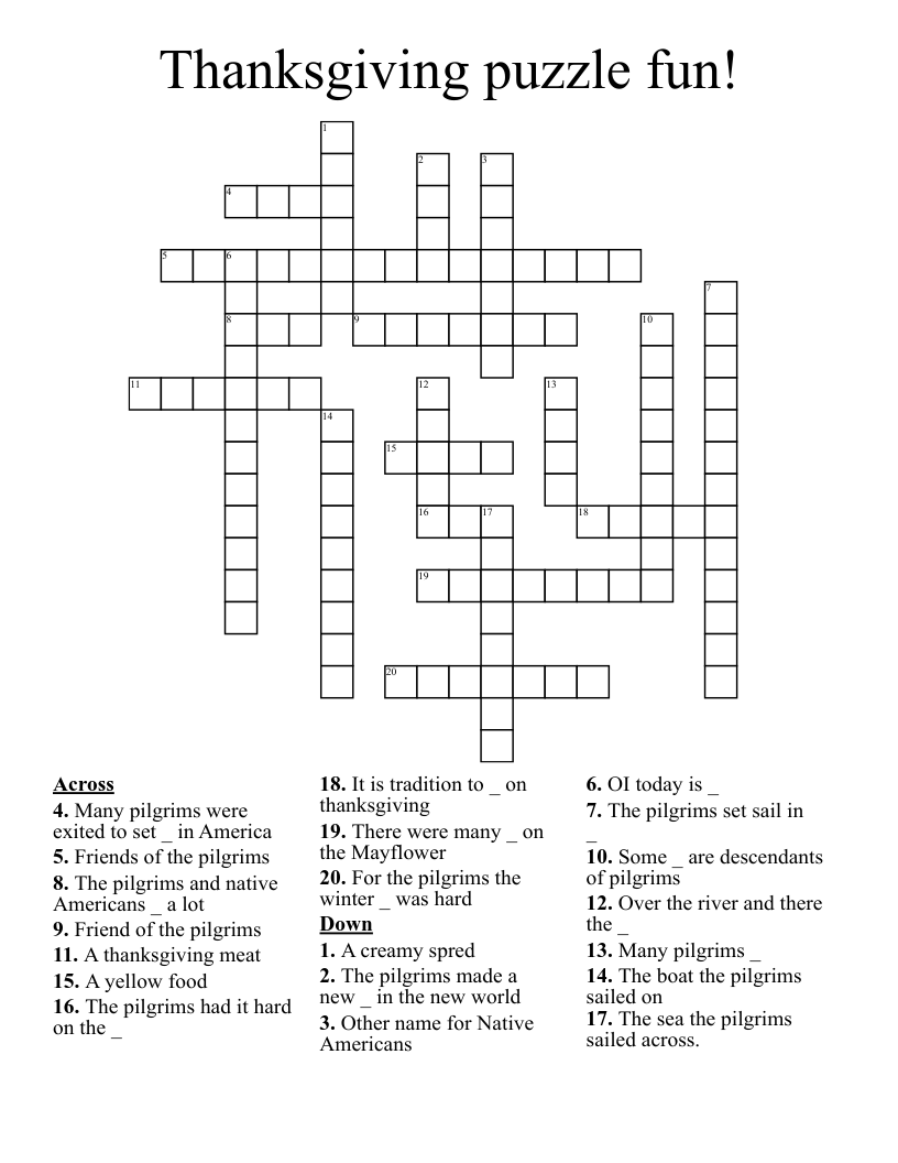 Thanksgiving puzzle fun! Crossword