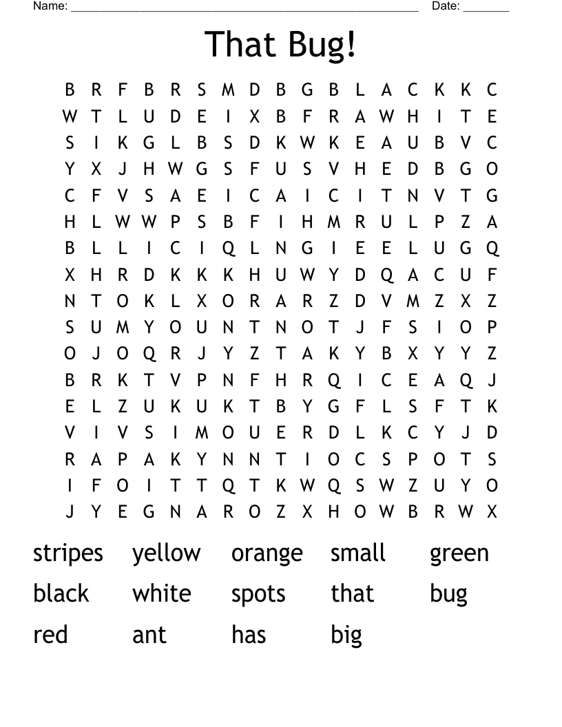 That Bug! Word Search