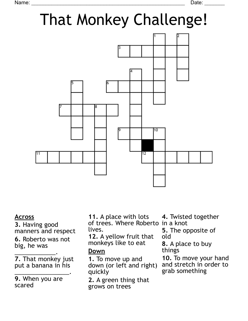 That Monkey Challenge! Crossword