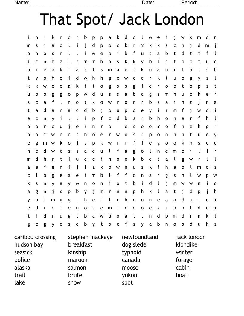 That Spot/ Jack London Word Search
