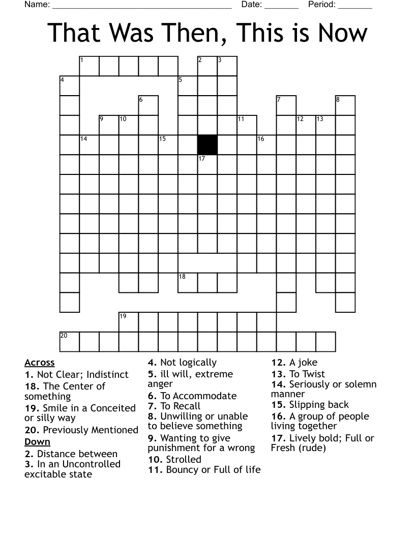 That Was Then, This is Now Crossword
