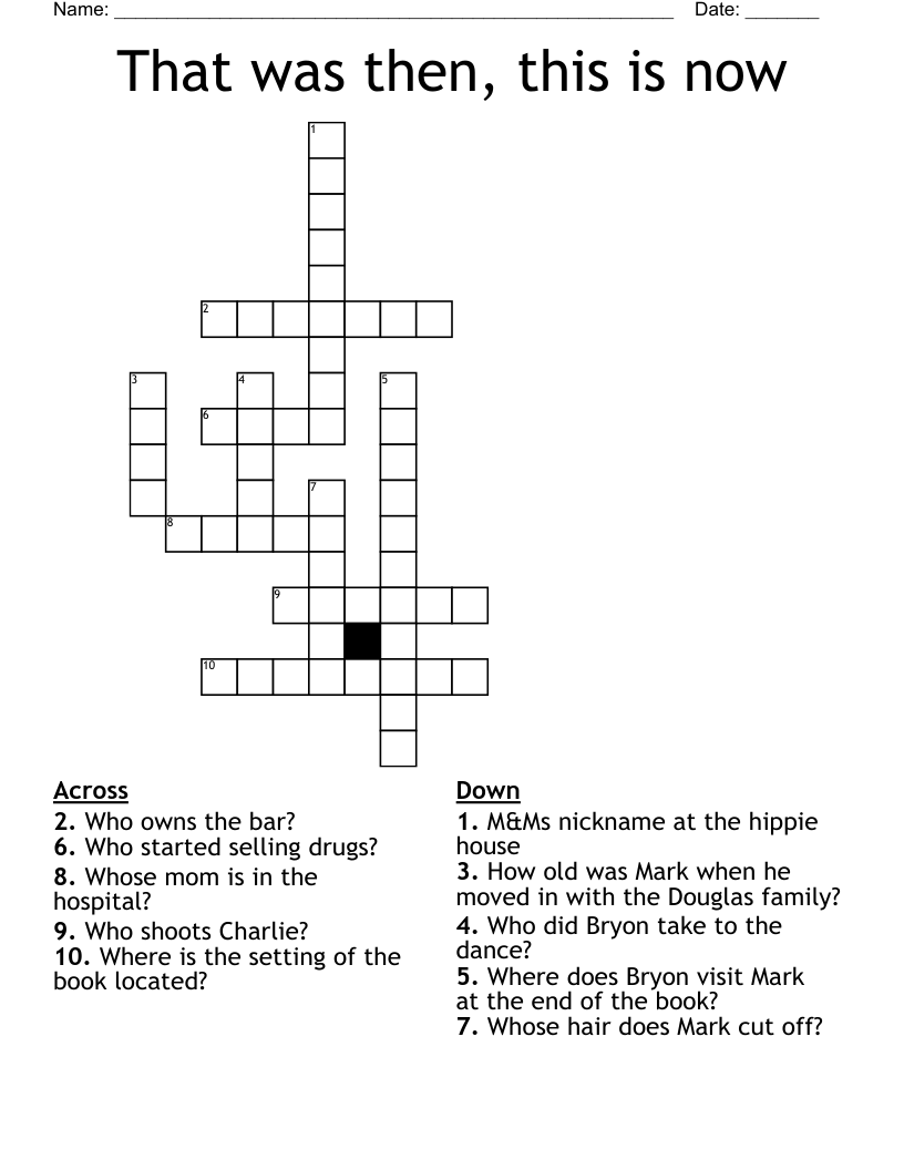 That was then, this is now Crossword