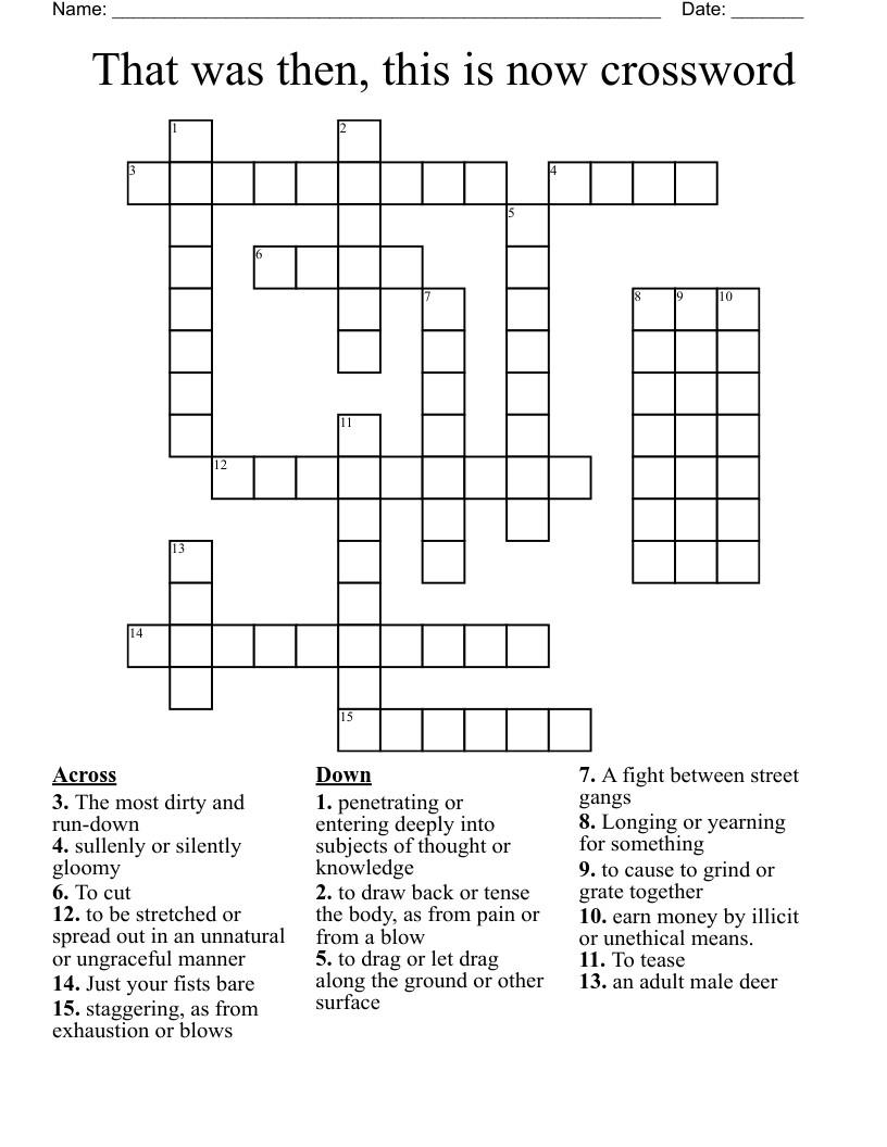 That was then, this is now crossword