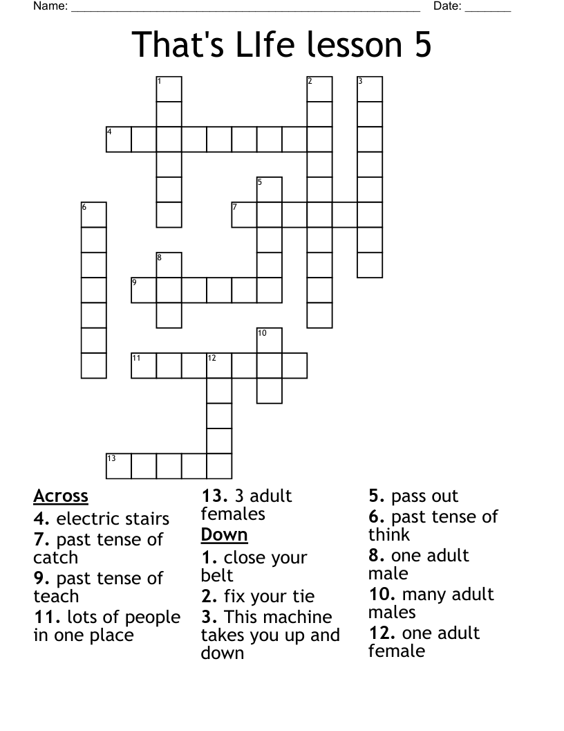 That's LIfe lesson 5 Crossword