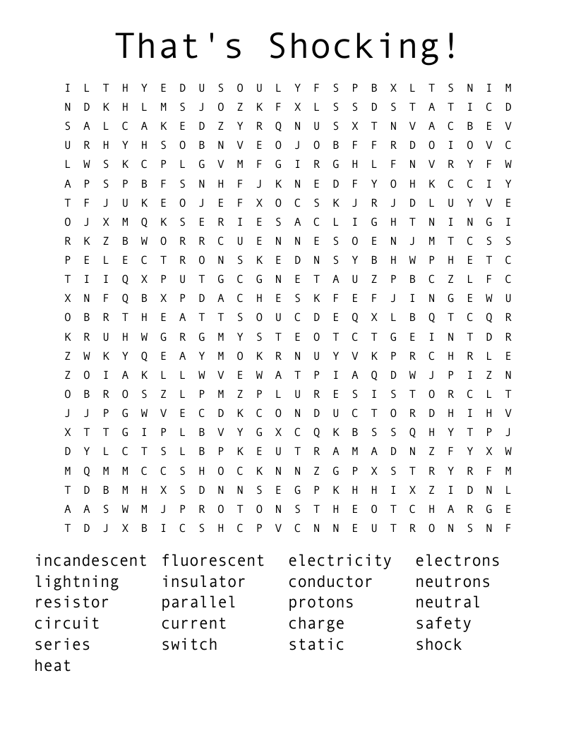 That's Shocking! Word Search