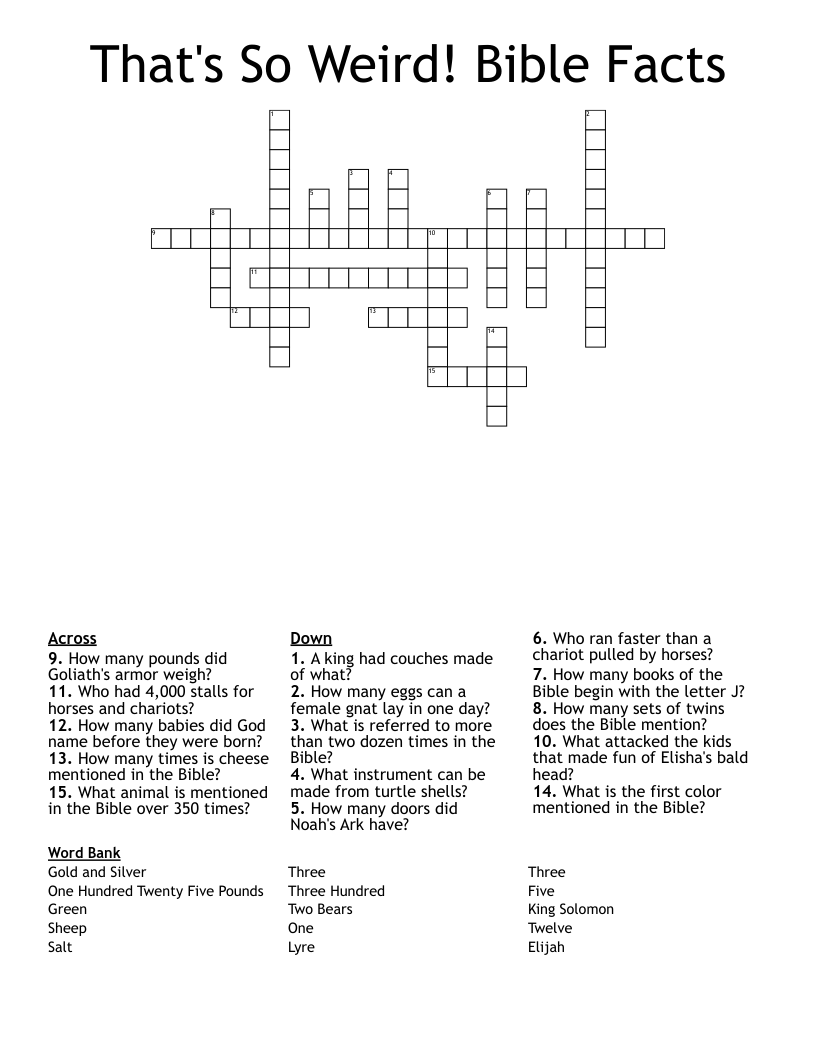 That's So Weird! Bible Facts Crossword