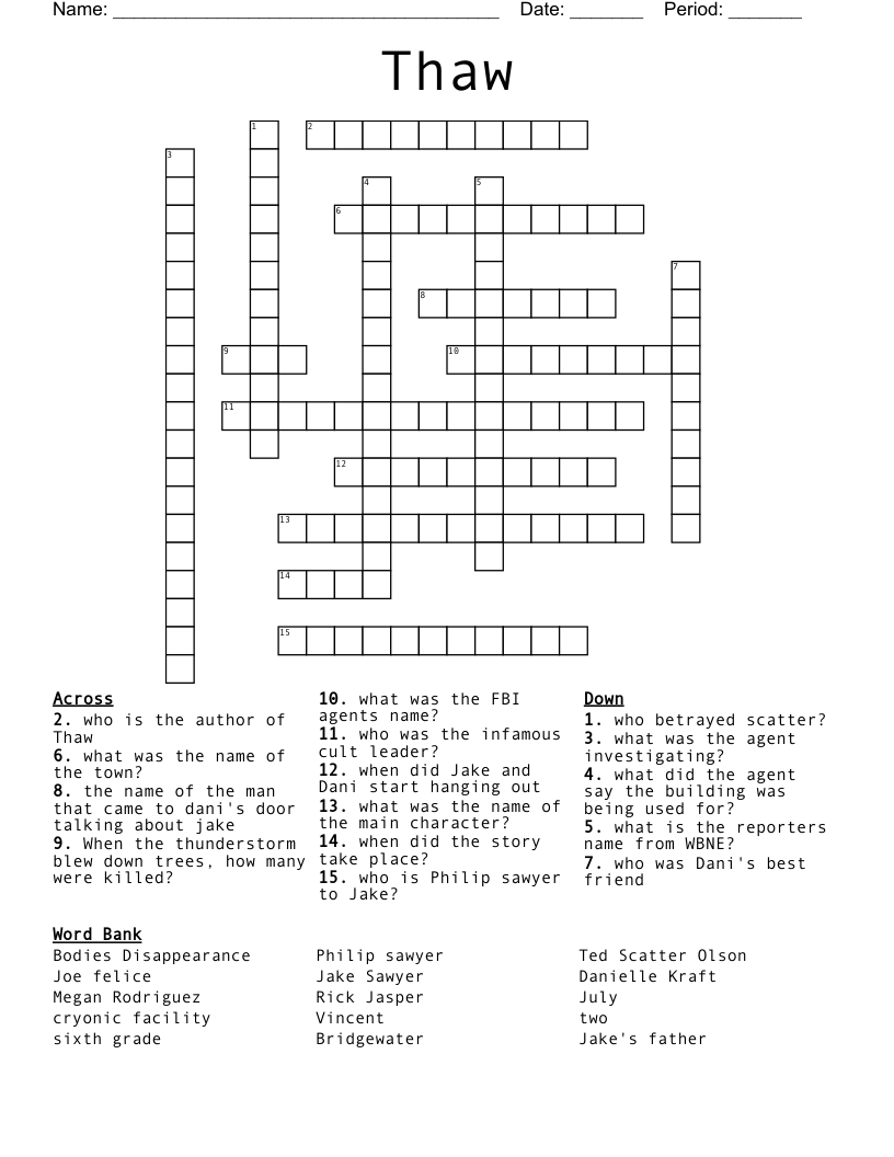 Thaw Crossword