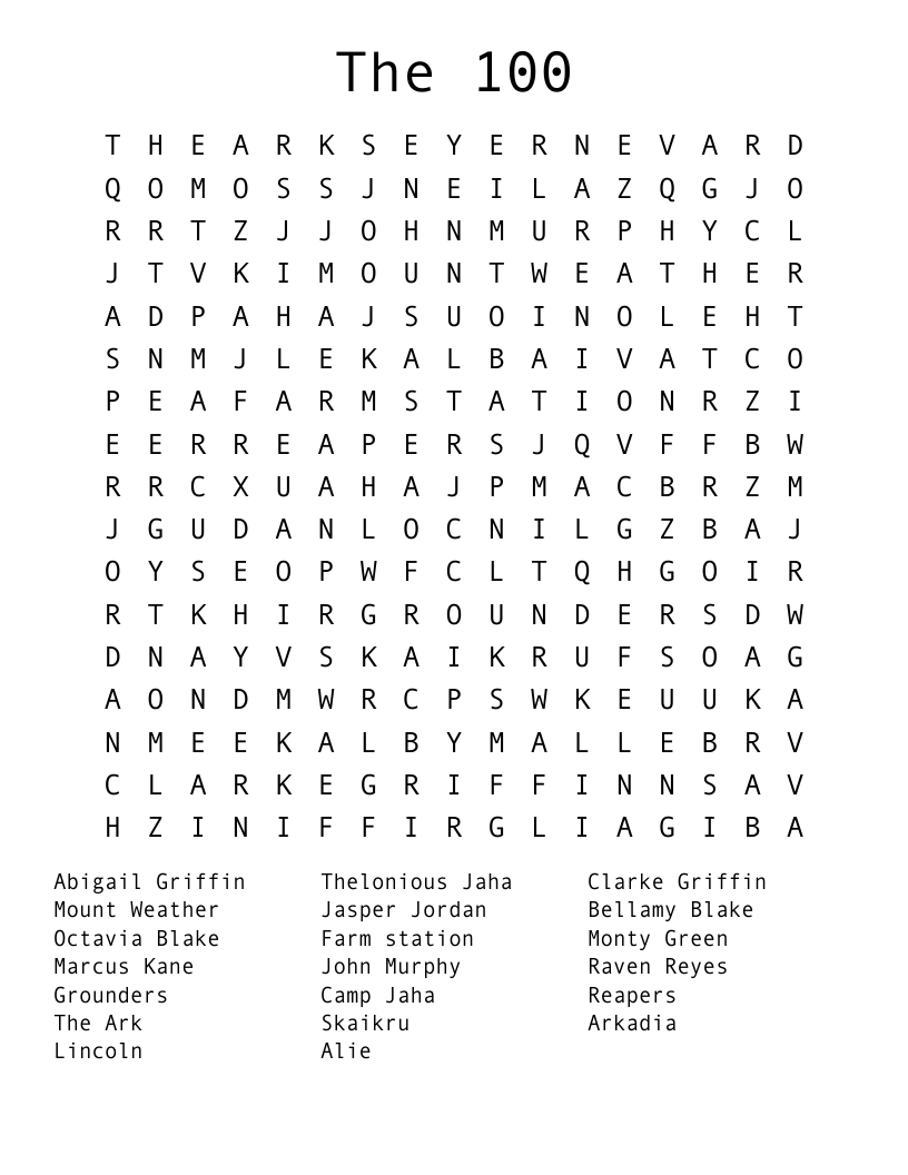 The 100 Word Search