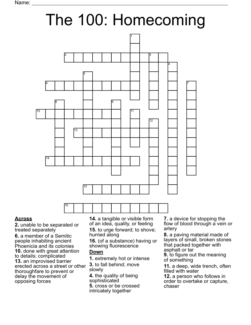 The 100: Homecoming Crossword