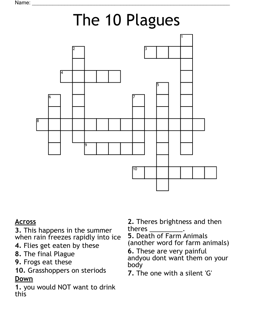 The 10 Plagues Crossword