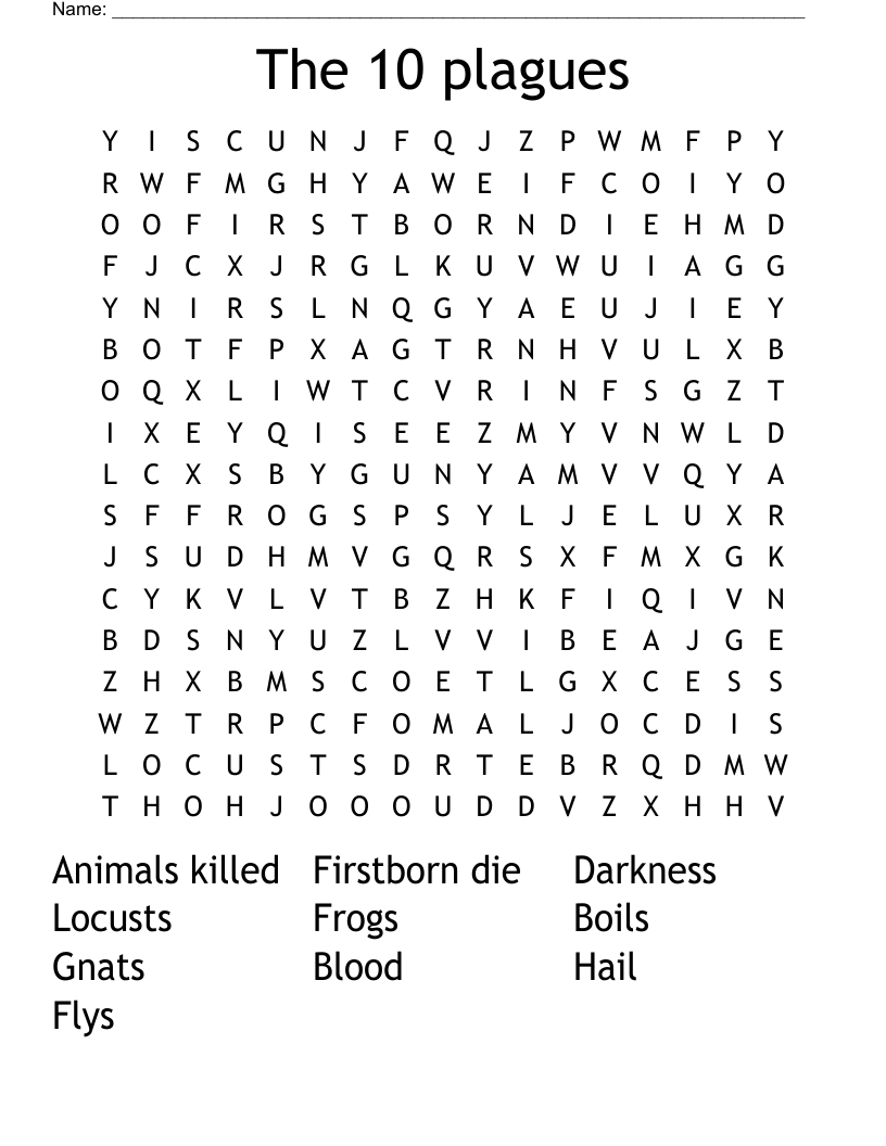 The 10 plagues  Word Search
