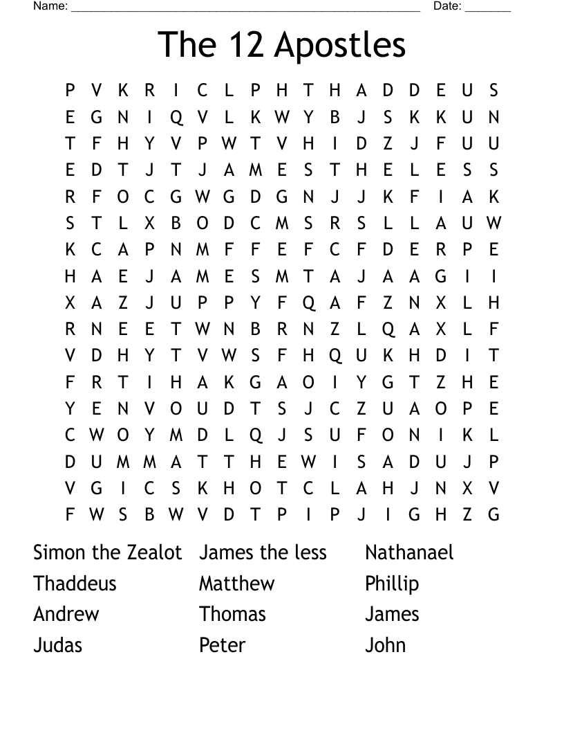 The 12 Apostles Word Search