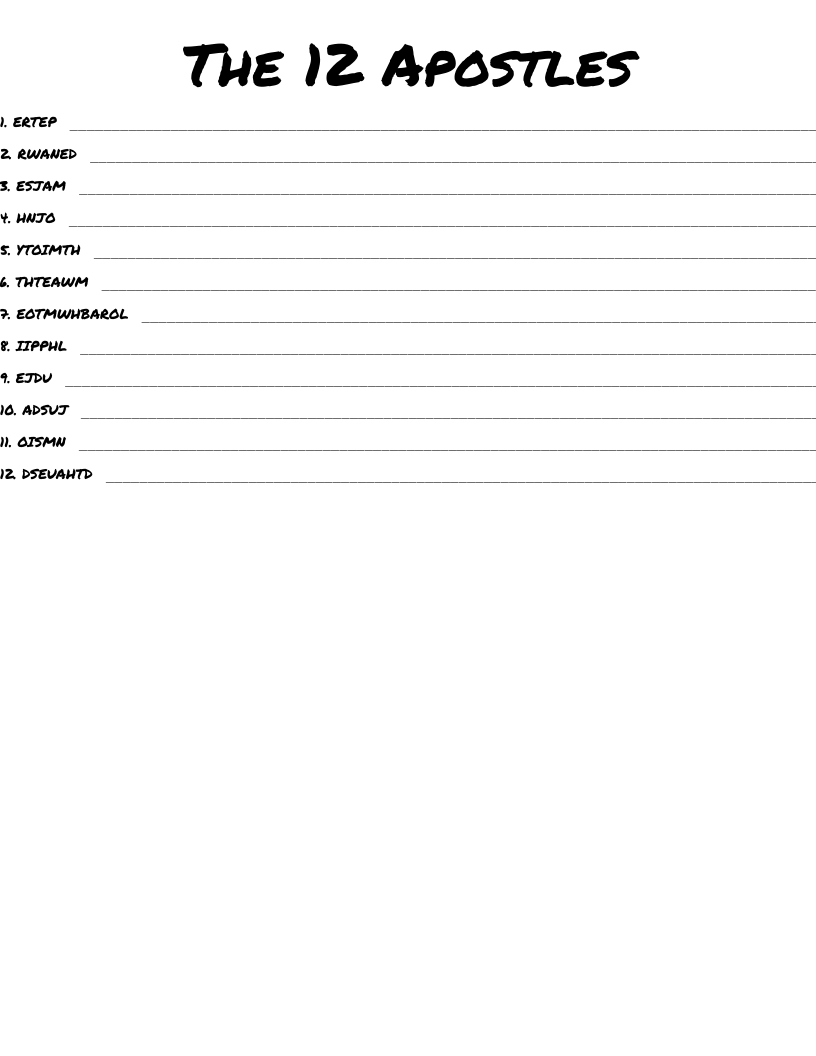 The 12 Apostles Word Scramble