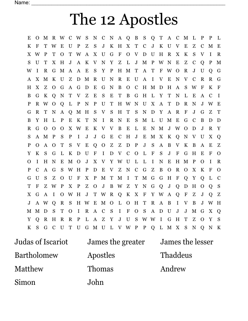 The 12 Apostles Word Search