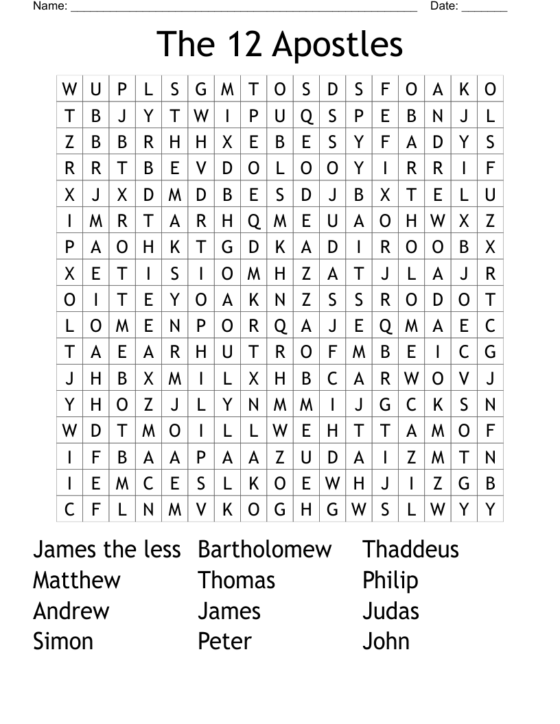 The 12 Apostles  Word Search