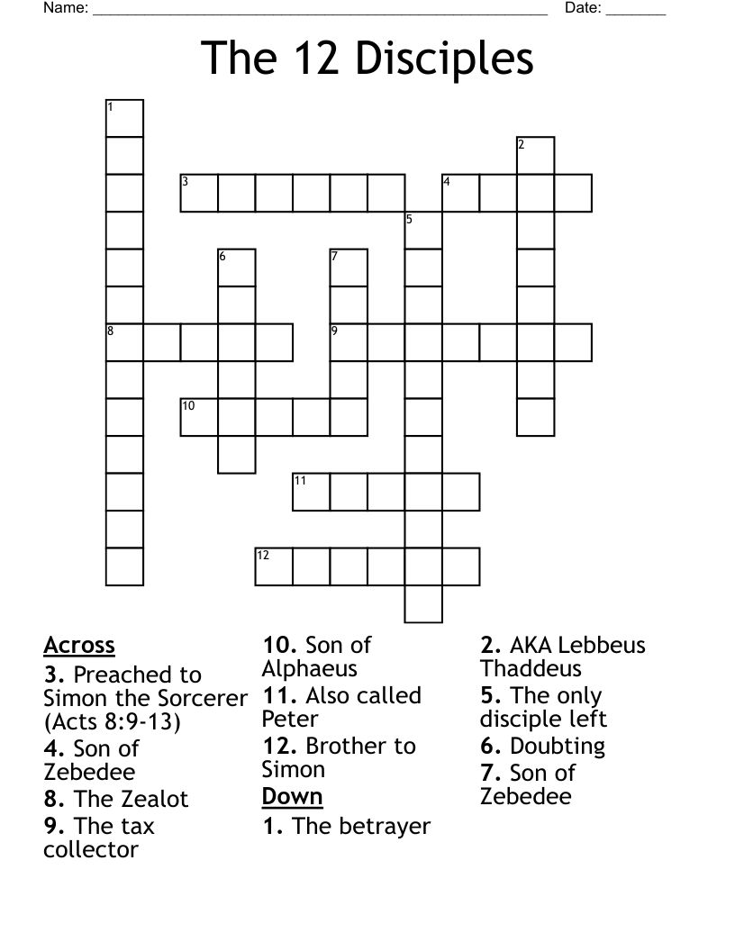 The 12 Disciples Crossword