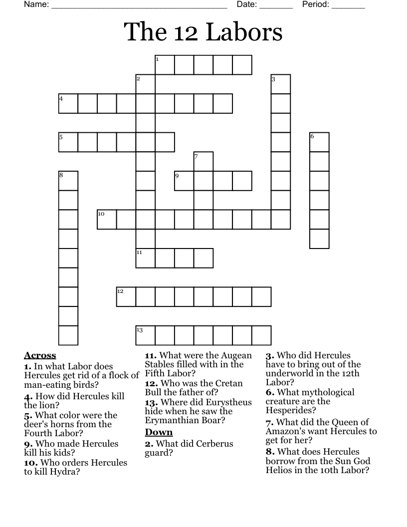 The 12 Labors Crossword