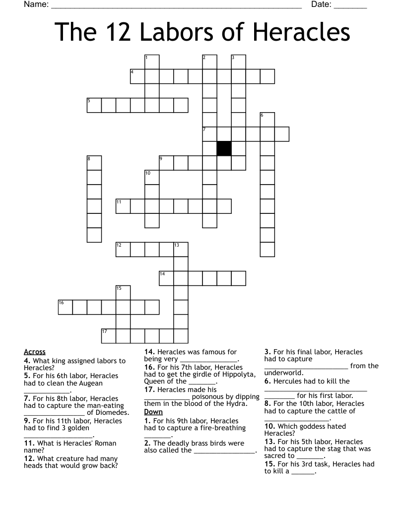 The 12 Labors of Heracles Crossword