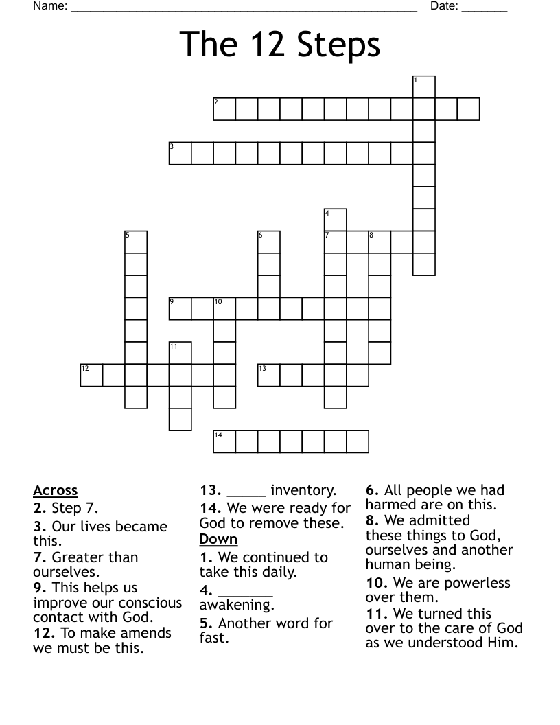 The 12 Steps Crossword