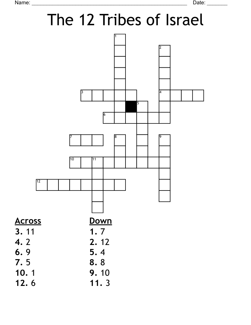 The 12 Tribes of Israel Crossword