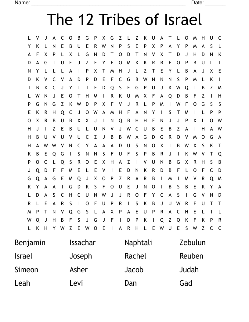 The 12 Tribes of Israel Word Search
