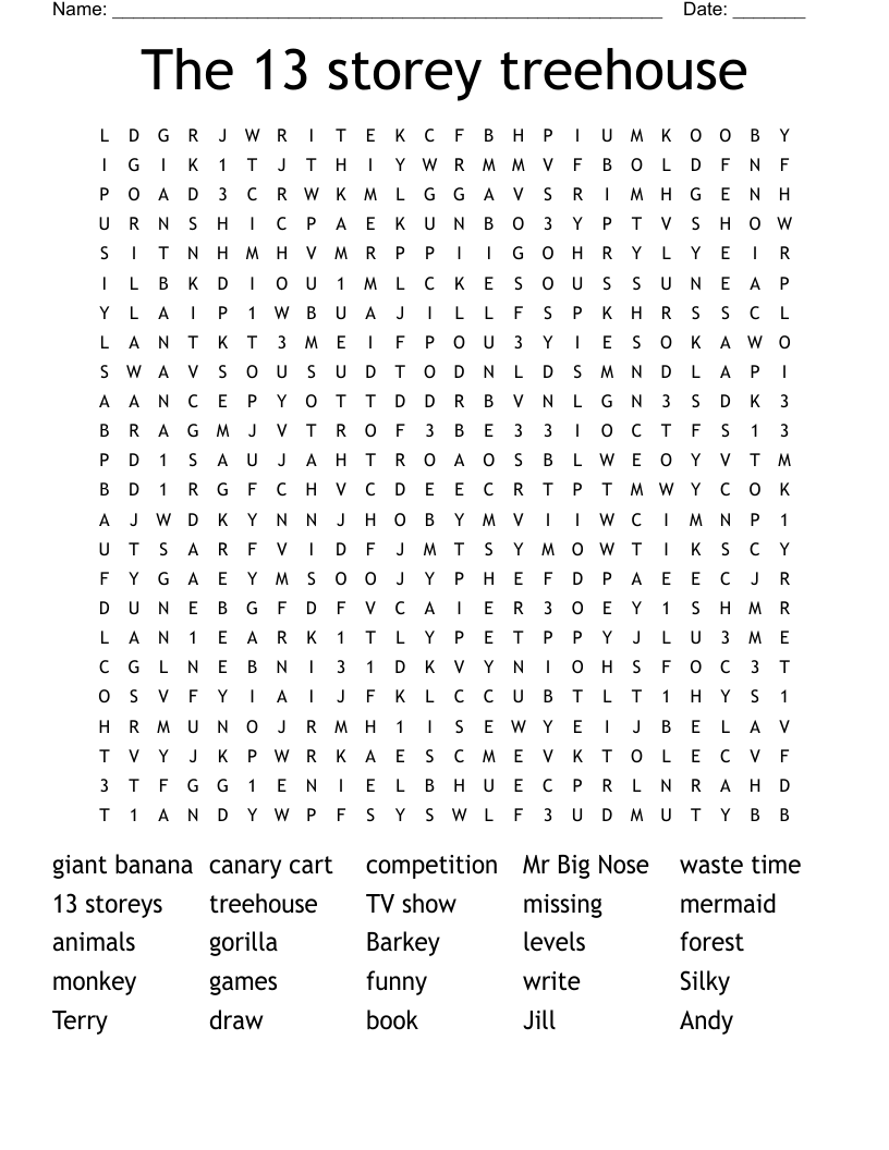 The 13 storey treehouse Word Search