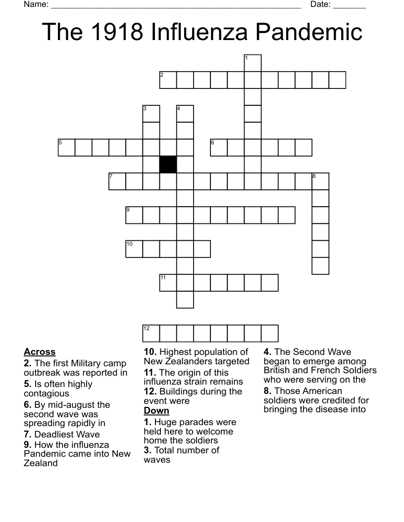 The 1918 Influenza Pandemic Crossword