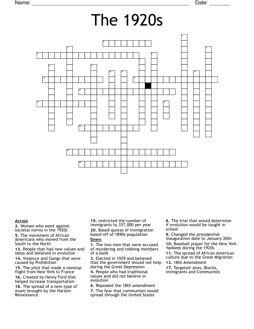 The 1920s Crossword