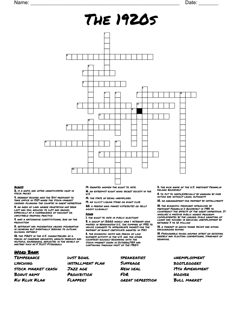 The 1920s Crossword