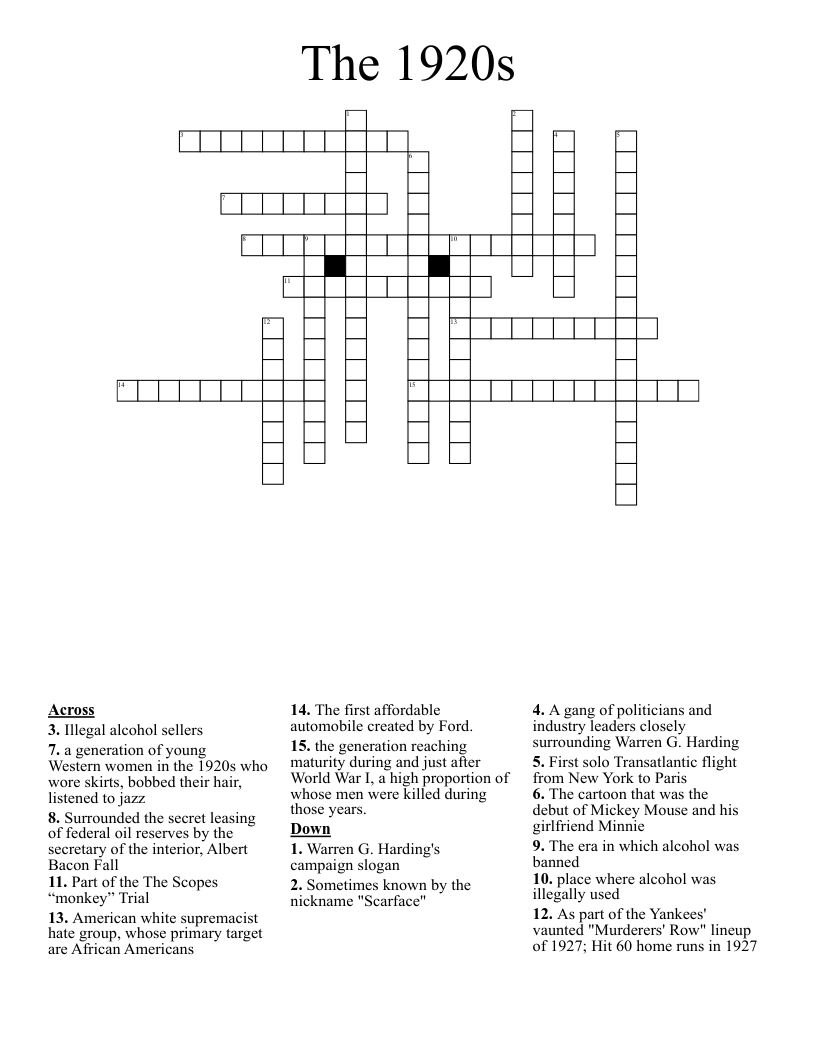 The 1920s Crossword