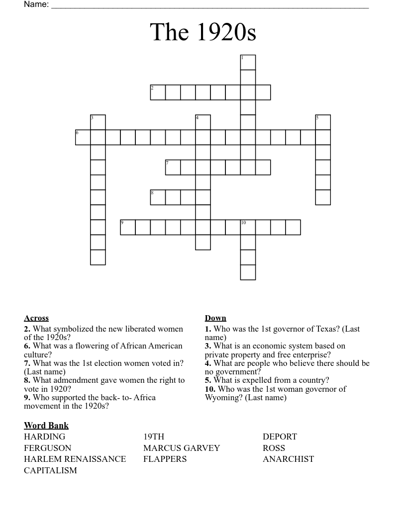 The 1920s Crossword