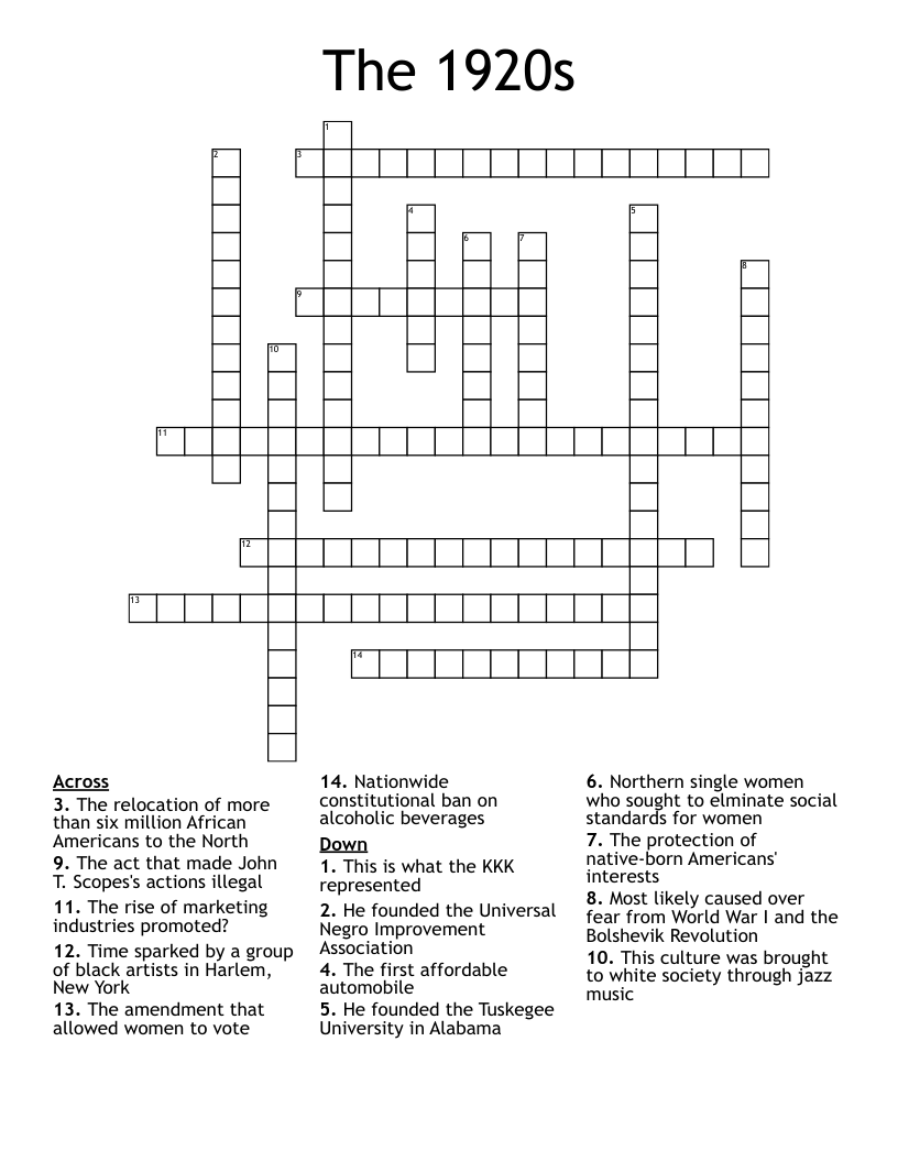 The 1920s Crossword