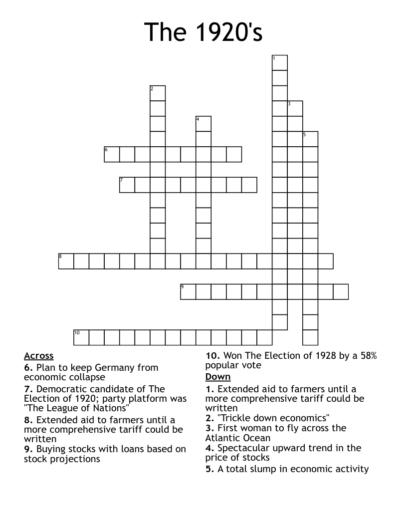 The 1920's Crossword