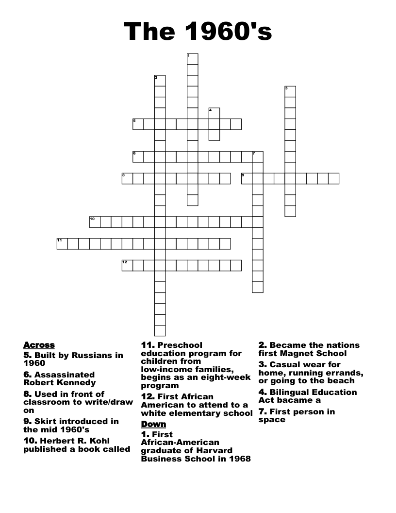 The 1960's Crossword