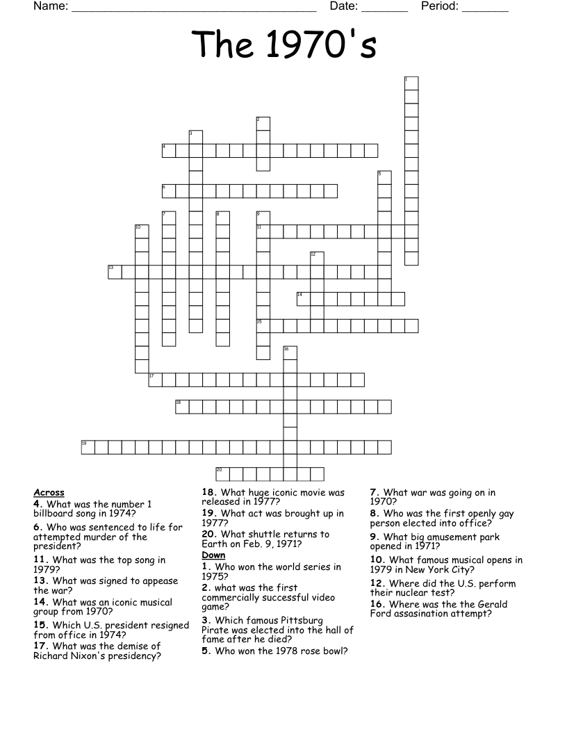 The 1970's Crossword