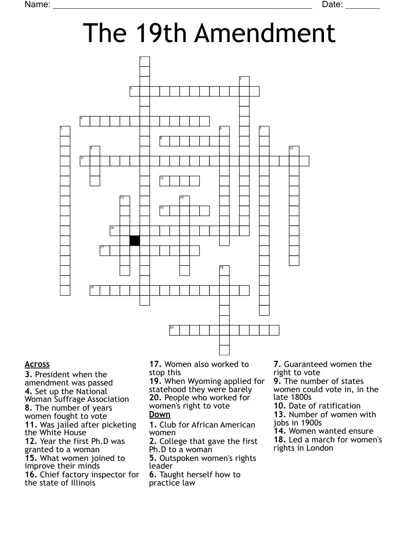 The 19th Amendment Crossword