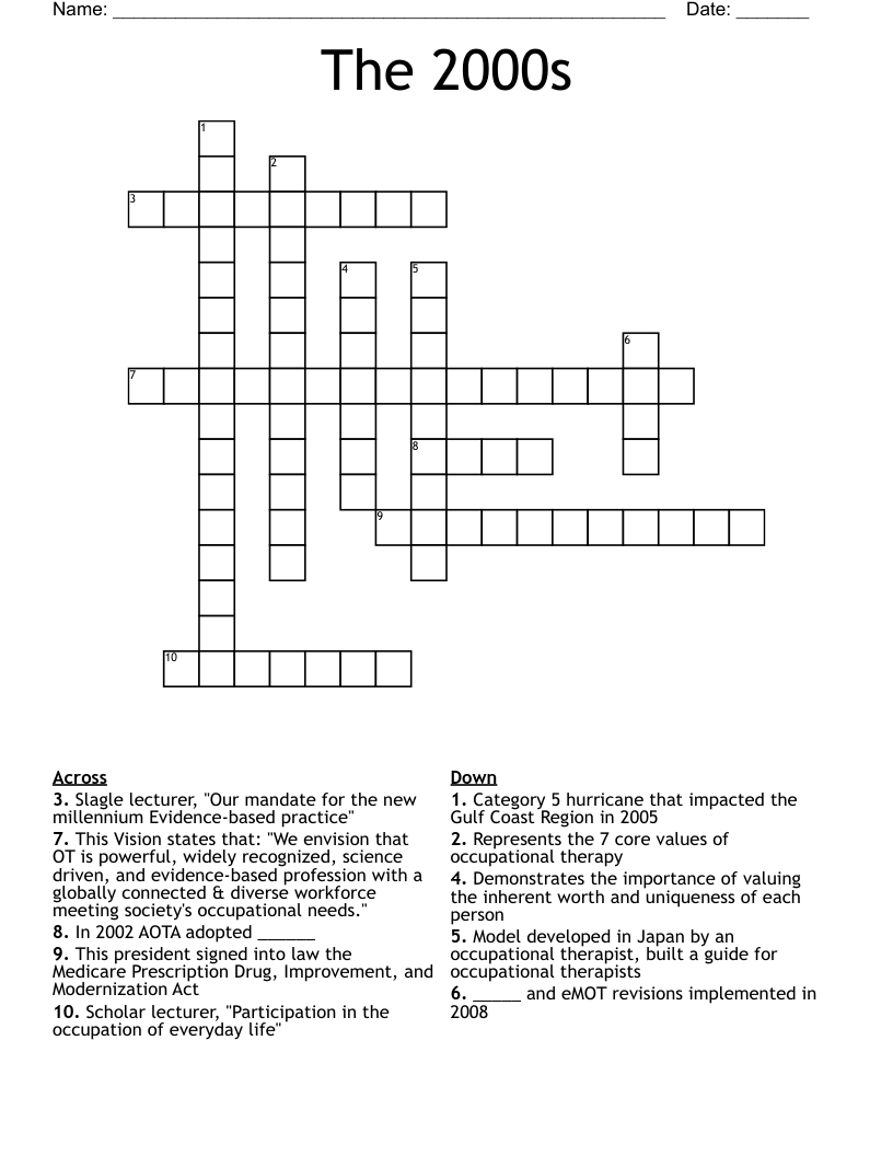 The 2000s Crossword