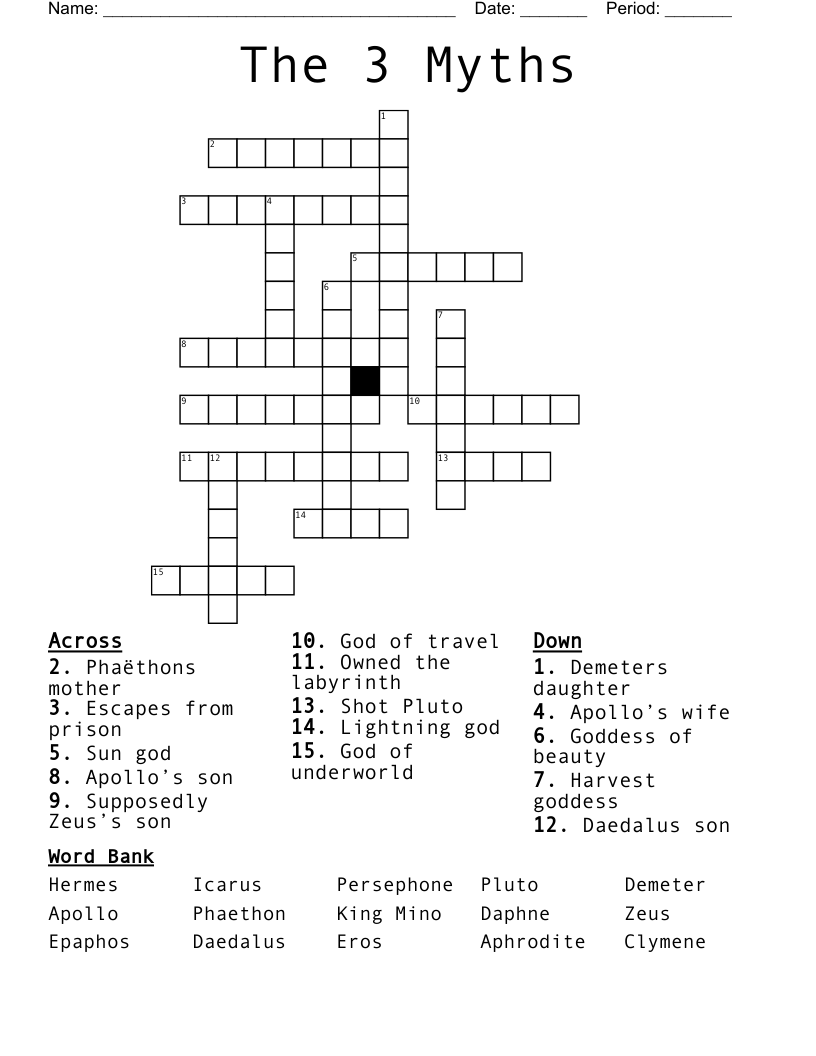 The 3 Myths Crossword